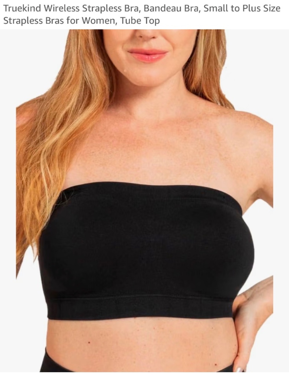 Truekind Wireless Strapless Bandeau Bra XL Black Seamless Convertible